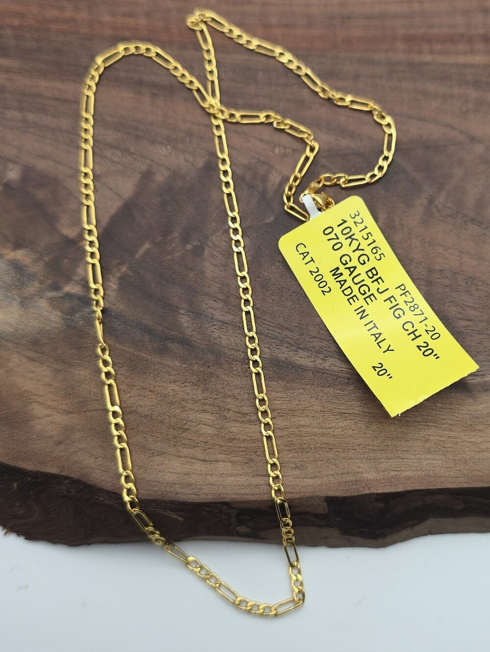 Vintage 10k Solid Gold 20" Figaro Chain Necklace Italy